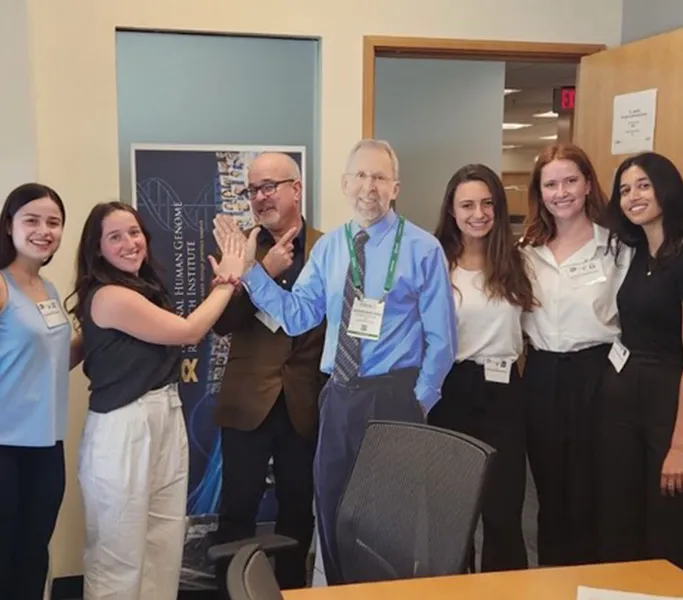 Misha with students during the 2024 Science and the Public summer capstone project.