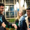 Students laughing during reception